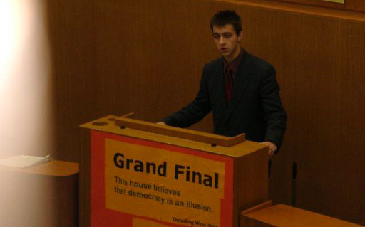 Me on the podium at the European Debate Championship in 2001